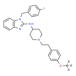 ChemSpider 2D Image | 1-(4-Fluorobenzyl)-N-[1-(2-{4-[(~2~H_3_)methyloxy]phenyl}ethyl)-4-piperidinyl]-1H-benzimidazol-2-amine | C28H28D3FN4O