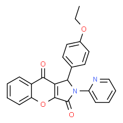 ChemSpider 2D Image | 1-(4-Ethoxyphenyl)-2-(2-pyridinyl)-1,2-dihydrochromeno[2,3-c]pyrrole-3,9-dione | C24H18N2O4