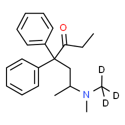 ChemSpider 2D Image | 6-{Methyl[(~2~H_3_)methyl]amino}-4,4-diphenyl-3-heptanone | C21H24D3NO