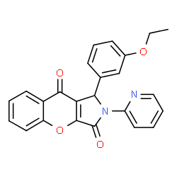 ChemSpider 2D Image | 1-(3-Ethoxyphenyl)-2-(2-pyridinyl)-1,2-dihydrochromeno[2,3-c]pyrrole-3,9-dione | C24H18N2O4