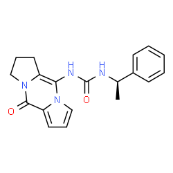 ChemSpider 2D Image | 1-(5-Oxo-2,3-dihydro-1H,5H-dipyrrolo[1,2-a:1',2'-d]pyrazin-10-yl)-3-[(1R)-1-phenylethyl]urea | C19H20N4O2