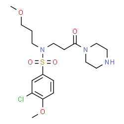 ChemSpider 2D Image | 3-Chloro-4-methoxy-N-(3-methoxypropyl)-N-[3-oxo-3-(1-piperazinyl)propyl]benzenesulfonamide | C18H28ClN3O5S