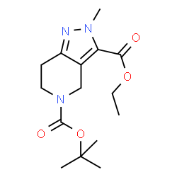 ChemSpider 2D Image | 5-tert-butyl 3-ethyl 2-methyl-2H,4H,5H,6H,7H-pyrazolo[4,3-c]pyridine-3,5-dicarboxylate | C15H23N3O4