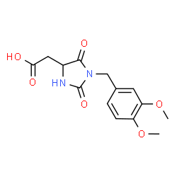 ChemSpider 2D Image | [1-(3,4-Dimethoxybenzyl)-2,5-dioxo-4-imidazolidinyl]acetic acid | C14H16N2O6