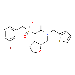 ChemSpider 2D Image | 2-[(3-Bromobenzyl)sulfonyl]-N-(tetrahydro-2-furanylmethyl)-N-(2-thienylmethyl)acetamide | C19H22BrNO4S2