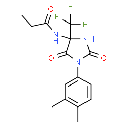 ChemSpider 2D Image | N-[1-(3,4-Dimethylphenyl)-2,5-dioxo-4-(trifluoromethyl)-4-imidazolidinyl]propanamide | C15H16F3N3O3