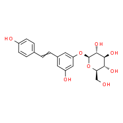 ChemSpider 2D Image | 3-Hydroxy-5-[2-(4-hydroxyphenyl)vinyl]phenyl beta-D-glucopyranoside | C20H22O8