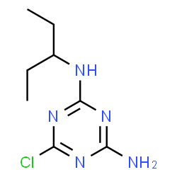 ChemSpider 2D Image | 6-Chloro-N-(3-pentanyl)-1,3,5-triazine-2,4-diamine | C8H14ClN5