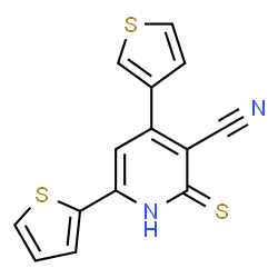ChemSpider 2D Image | 6-(2-Thienyl)-4-(3-thienyl)-2-thioxo-1,2-dihydro-3-pyridinecarbonitrile | C14H8N2S3