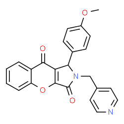 ChemSpider 2D Image | 1-(4-Methoxyphenyl)-2-(4-pyridinylmethyl)-1,2-dihydrochromeno[2,3-c]pyrrole-3,9-dione | C24H18N2O4