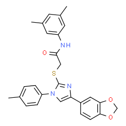ChemSpider 2D Image | 2-{[4-(1,3-Benzodioxol-5-yl)-1-(4-methylphenyl)-1H-imidazol-2-yl]sulfanyl}-N-(3,5-dimethylphenyl)acetamide | C27H25N3O3S