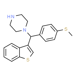 ChemSpider 2D Image | 1-{1-Benzothiophen-3-yl[4-(methylsulfanyl)phenyl]methyl}piperazine | C20H22N2S2