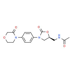 ChemSpider 2D Image | N-({(5S)-2-Oxo-3-[4-(3-oxo-4-morpholinyl)phenyl]-1,3-oxazolidin-5-yl}methyl)acetamide | C16H19N3O5