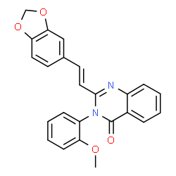 ChemSpider 2D Image | 2-[(E)-2-(1,3-Benzodioxol-5-yl)vinyl]-3-(2-methoxyphenyl)-4(3H)-quinazolinone | C24H18N2O4