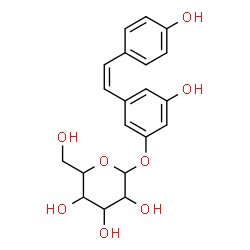 ChemSpider 2D Image | 3-Hydroxy-5-[(Z)-2-(4-hydroxyphenyl)vinyl]phenyl hexopyranoside | C20H22O8