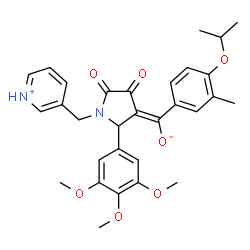 ChemSpider 2D Image | (E)-[4,5-Dioxo-1-(3-pyridiniumylmethyl)-2-(3,4,5-trimethoxyphenyl)-3-pyrrolidinylidene](4-isopropoxy-3-methylphenyl)methanolate | C30H32N2O7