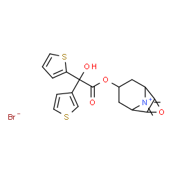 ChemSpider 2D Image | 7-[2-Hydroxy(2-thienyl)3-thienylacetoxy]-9,9-dimethyl-3-oxa-9-azoniatricyclo[3.3.1.0~2,4~]nonane bromide | C19H22BrNO4S2