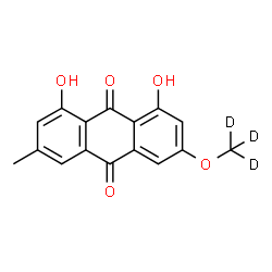 ChemSpider 2D Image | 1,8-Dihydroxy-3-methyl-6-[(~2~H_3_)methyloxy]-9,10-anthraquinone | C16H9D3O5