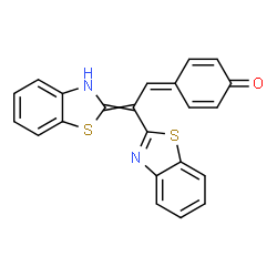 ChemSpider 2D Image | 4-[2-(1,3-Benzothiazol-2-yl)-2-(1,3-benzothiazol-2(3H)-ylidene)ethylidene]-2,5-cyclohexadien-1-one | C22H14N2OS2