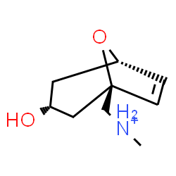 ChemSpider 2D Image | [(1S,3R,5S)-3-Hydroxy-8-oxabicyclo[3.2.1]oct-6-en-1-yl]-N-methylmethanaminium | C9H16NO2