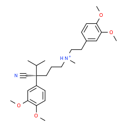 ChemSpider 2D Image | (4S)-4-Cyano-4-(3,4-dimethoxyphenyl)-N-[2-(3,4-dimethoxyphenyl)ethyl]-N,5-dimethyl-1-hexanaminium | C27H39N2O4