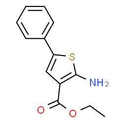 ChemSpider 2D Image | Ethyl 2-amino-5-phenyl-3-thiophenecarboxylate | C13H13NO2S