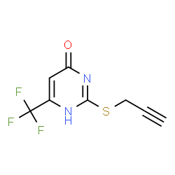 ChemSpider 2D Image | 2-(2-Propyn-1-ylsulfanyl)-6-(trifluoromethyl)-4(1H)-pyrimidinone | C8H5F3N2OS