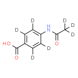 ChemSpider 2D Image | 4-[(~2~H_3_)Ethanoylamino](~2~H_4_)benzoic acid | C9H2D7NO3