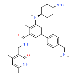 ChemSpider 2D Image | 5-[(trans-4-Aminocyclohexyl)(methyl)amino]-4'-[(dimethylamino)methyl]-N-[(4,6-dimethyl-2-oxo-1,2-dihydro-3-pyridinyl)methyl]-4-methyl-3-biphenylcarboxamide | C32H43N5O2