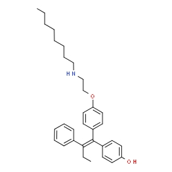 ChemSpider 2D Image | 4-[(1Z)-1-{4-[2-(Octylamino)ethoxy]phenyl}-2-phenyl-1-buten-1-yl]phenol | C32H41NO2