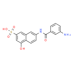 ChemSpider 2D Image | 7-[(3-Aminobenzoyl)amino]-4-hydroxy-2-naphthalenesulfonic acid | C17H14N2O5S