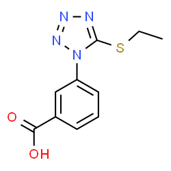 ChemSpider 2D Image | 3-[5-(Ethylsulfanyl)-1H-tetrazol-1-yl]benzoic acid | C10H10N4O2S