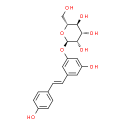 ChemSpider 2D Image | 3-Hydroxy-5-[(E)-2-(4-hydroxyphenyl)vinyl]phenyl alpha-D-mannopyranoside | C20H22O8