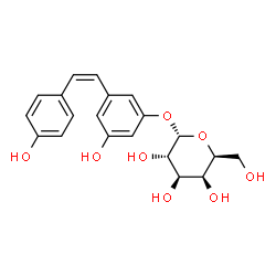 ChemSpider 2D Image | 3-Hydroxy-5-[(Z)-2-(4-hydroxyphenyl)vinyl]phenyl alpha-L-galactopyranoside | C20H22O8