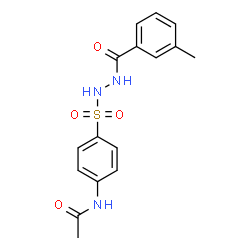 ChemSpider 2D Image | N-(4-{[2-(3-Methylbenzoyl)hydrazino]sulfonyl}phenyl)acetamide | C16H17N3O4S