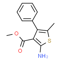ChemSpider 2D Image | Methyl 2-amino-5-methyl-4-phenyl-3-thiophenecarboxylate | C13H13NO2S