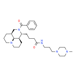 ChemSpider 2D Image | 4-[(1R,3aS,10aR,10bS)-2-Benzoyldecahydro-1H,4H-pyrido[3,2,1-ij][1,6]naphthyridin-1-yl]-N-[3-(4-methyl-1-piperazinyl)propyl]butanamide | C30H47N5O2