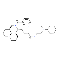 ChemSpider 2D Image | N-{2-[Cyclohexyl(methyl)amino]ethyl}-4-[(1R,3aS,10aR,10bS)-2-(3-pyridinylcarbonyl)decahydro-1H,4H-pyrido[3,2,1-ij][1,6]naphthyridin-1-yl]butanamide | C30H47N5O2