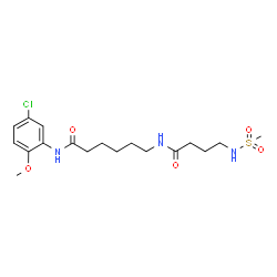 ChemSpider 2D Image | N-(5-Chloro-2-methoxyphenyl)-6-({4-[(methylsulfonyl)amino]butanoyl}amino)hexanamide | C18H28ClN3O5S