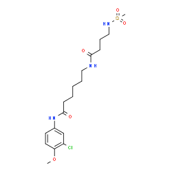 ChemSpider 2D Image | N-(3-Chloro-4-methoxyphenyl)-6-({4-[(methylsulfonyl)amino]butanoyl}amino)hexanamide | C18H28ClN3O5S