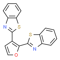 ChemSpider 2D Image | 2,2'-(2,3-Furandiyl)bis(1,3-benzothiazole) | C18H10N2OS2