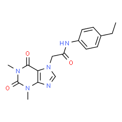 ChemSpider 2D Image | 2-(1,3-Dimethyl-2,6-dioxo-1,2,3,6-tetrahydro-7H-purin-7-yl)-N-(4-ethylphenyl)acetamide | C17H19N5O3