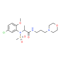 ChemSpider 2D Image | N~2~-(5-Chloro-2-methoxyphenyl)-N~2~-(methylsulfonyl)-N-[3-(4-morpholinyl)propyl]alaninamide | C18H28ClN3O5S
