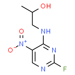 ChemSpider 2D Image | 1-[(2-Fluoro-5-nitro-4-pyrimidinyl)amino]-2-propanol | C7H9FN4O3