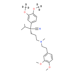 ChemSpider 2D Image | (2S)-2-{3,4-Bis[(~2~H_3_)methyloxy]phenyl}-5-{[2-(3,4-dimethoxyphenyl)ethyl](methyl)amino}-2-isopropylpentanenitrile | C27H32D6N2O4