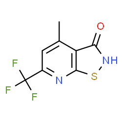 ChemSpider 2D Image | 4-Methyl-6-(trifluoromethyl)[1,2]thiazolo[5,4-b]pyridin-3(2H)-one | C8H5F3N2OS