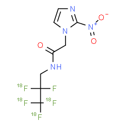 ChemSpider 2D Image | N-{2-Fluoro-2,3,3,3-tetrakis[(~18~F)fluoro]propyl}-2-(2-nitro-1H-imidazol-1-yl)acetamide | C8H7F18F4N4O3