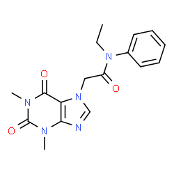 ChemSpider 2D Image | Acetamide, 2-(1,3-dimethyl-2,6-dioxo-1,2,3,6-tetrahydropurin-7-yl)-N-ethyl-N-phenyl- | C17H19N5O3