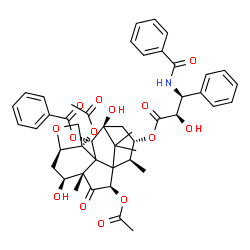 ChemSpider 2D Image | (2alpha,3xi,5beta,7beta,10beta,13alpha)-4,10-Diacetoxy-13-{[(2R,3S)-3-(benzoylamino)-2-hydroxy-3-phenylpropanoyl]oxy}-1,7-dihydroxy-9-oxo-5,20-epoxy-3,11-cyclotaxan-2-yl benzoate | C47H51NO14