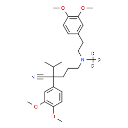 ChemSpider 2D Image | 2-(3,4-Dimethoxyphenyl)-5-{[2-(3,4-dimethoxyphenyl)ethyl][(~2~H_3_)methyl]amino}-2-isopropylpentanenitrile | C27H35D3N2O4
